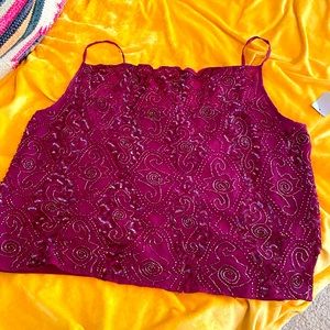 Vintage silk beaded crop top